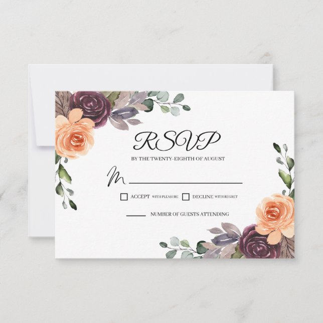 Carte de boîtier RSVP pour Mariage de automne de p (Devant)