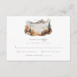 Carte de boîtier RSVP pour mariage en montagne aqu