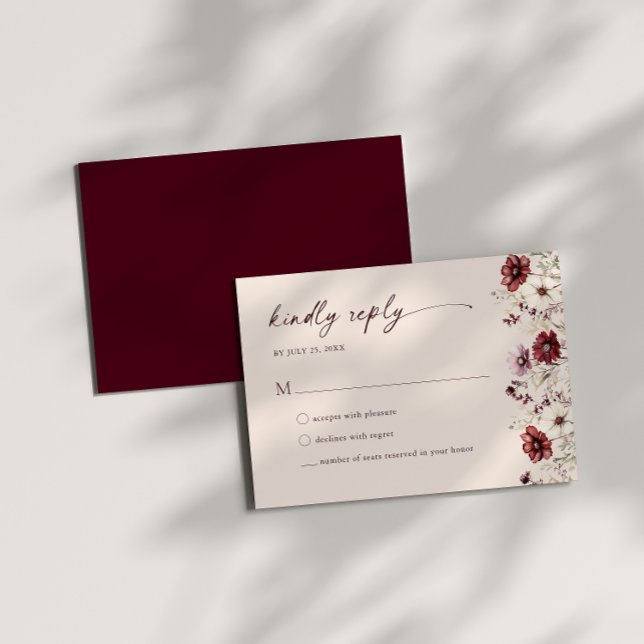 Carte de boîtier RSVP pour mariage Fleur sauvage e (Créateur téléchargé)