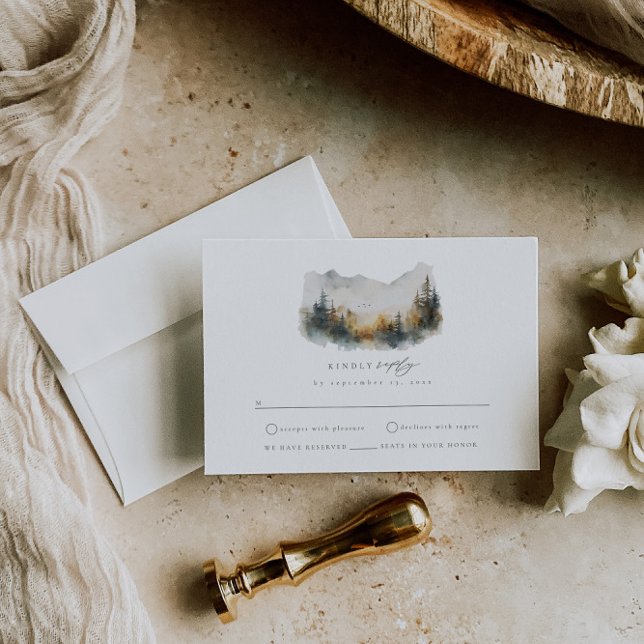 Carte de boîtier RSVP pour mariage forestier Woodl (Créateur téléchargé)