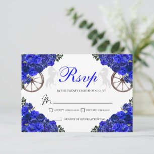 Carte de boîtier RSVP Quinceanera Ouest Rose bleu