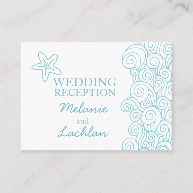 Carte de boîtier Seastar bleu & blanc mariage info (Devant)