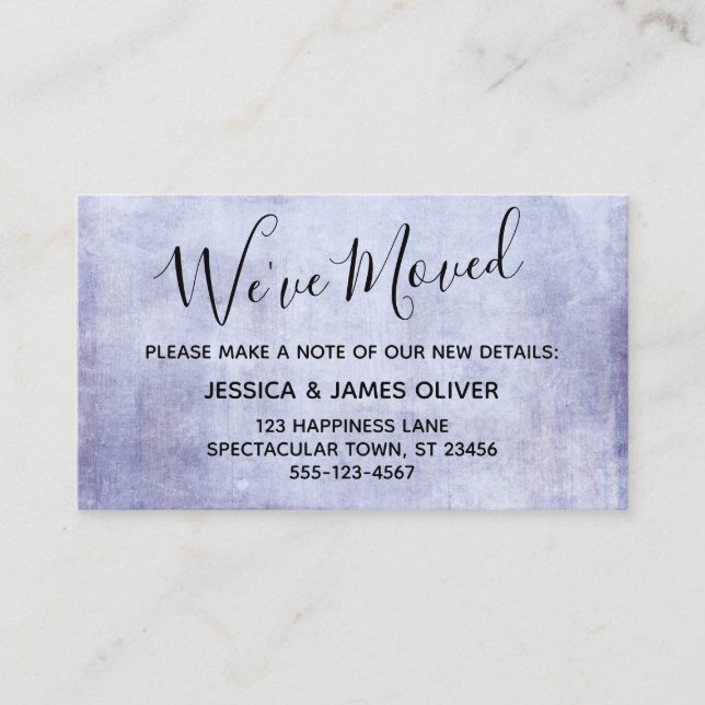 Carte de boîtier Soft Purple Grunge "We have Moved (Devant)