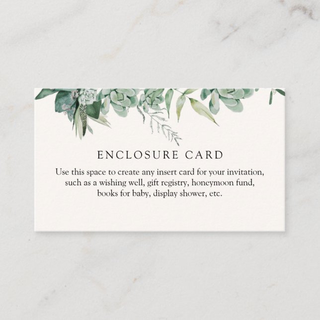 Carte de boîtier Succulents et Eucalyptus (Devant)