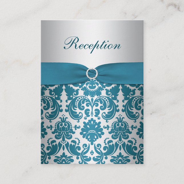 Carte de boîtier Turquoise en argent RIBBON IMPRIM (Devant)