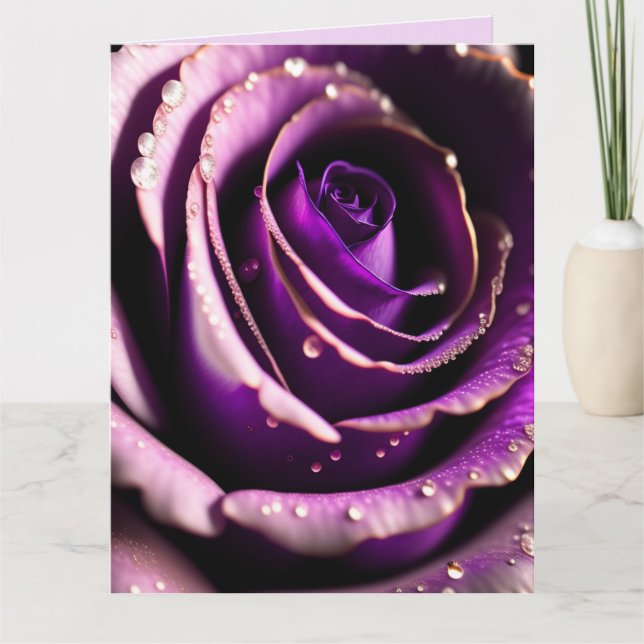 CARTE DE BON ANNIVERSAIRE ART ROSE VIOLETTE (Devant)