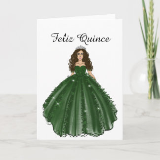Carte de Bon Anniversaire Quinceañera Émeraude - F