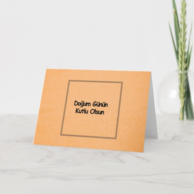 Carte de Bon Anniversaire Turque en Lettres Noires (Devant)
