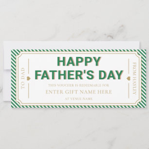 Carte de bon de cadeau de la fête des pères vert h