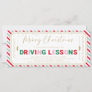 Carte de bon de cadeau de Noël pour leçons de cond
