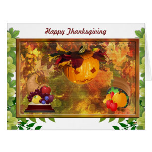 Carte de Bon thanksgiving citrouille Fruit Foliit