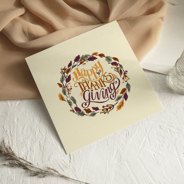 Carte de Bon thanksgiving de couronne de automne (Créateur téléchargé)