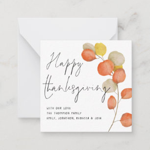 Carte de Bon thanksgiving de script des feuilles d