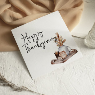 Carte de Bon thanksgiving Floral Pampas Chauffage 