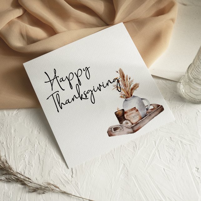 Carte de Bon thanksgiving Floral Pampas Chauffage  (Créateur téléchargé)