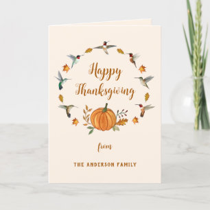 Carte de Bon thanksgiving Hummingbirds personnalis