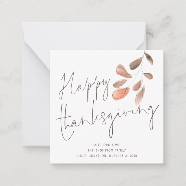 Carte de Bon thanksgiving MINI Watercolor Foliing (Devant)