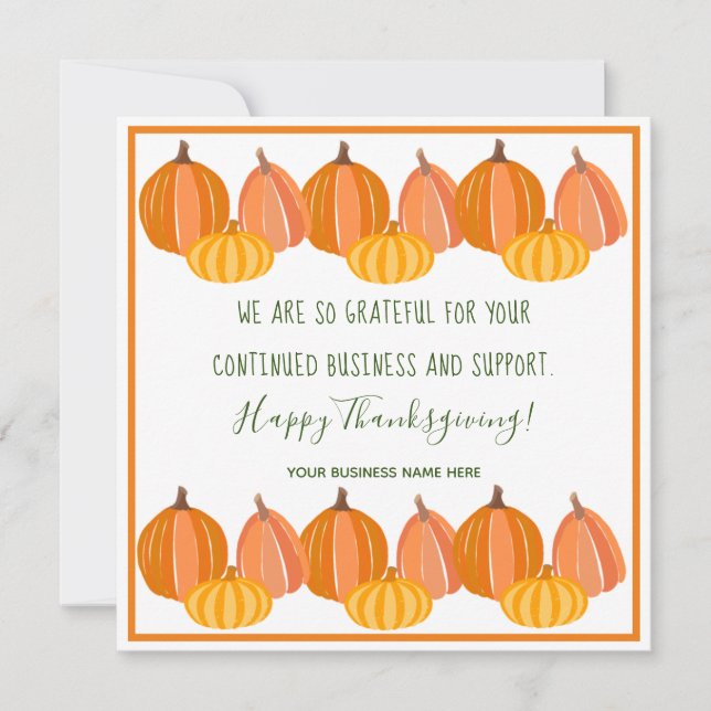 Carte de Bon thanksgiving moderne Citrouille (Devant)