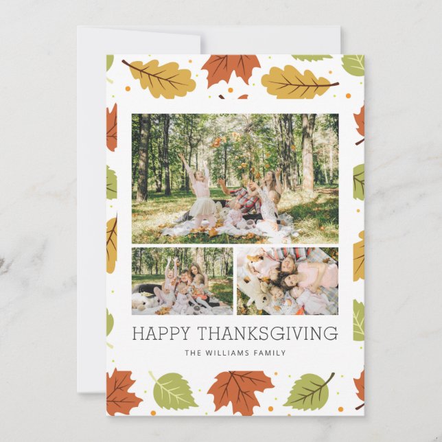 Carte de Bon thanksgiving photo Feuille en chute (Devant)
