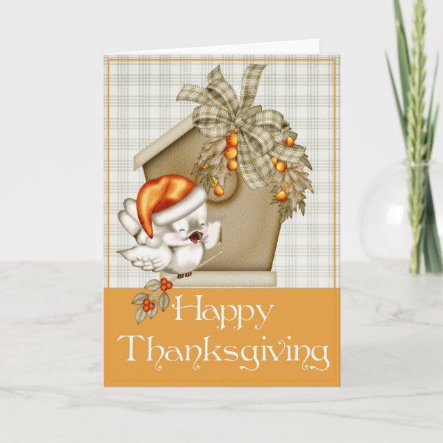 Carte de Bon thanksgiving pour oiseaux d'automne 3 (Devant)