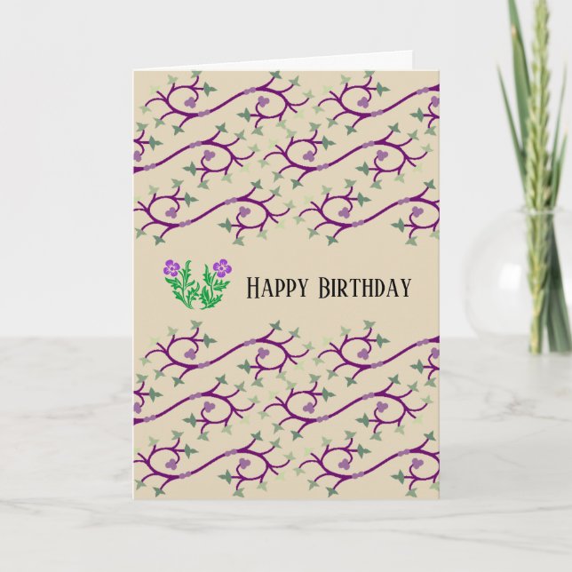 Carte de bonne fête avec motif de vigne violette e (Devant)