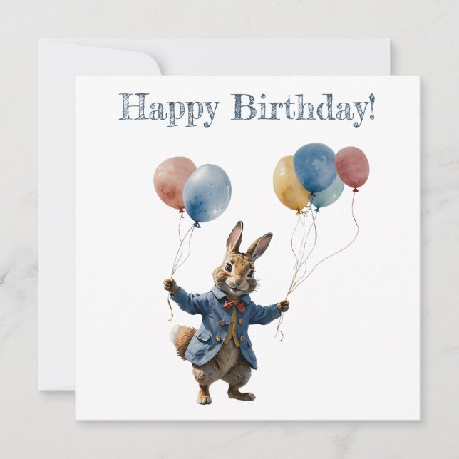 Carte de bonne fête avec Pierre le lapin et des ba (Devant)