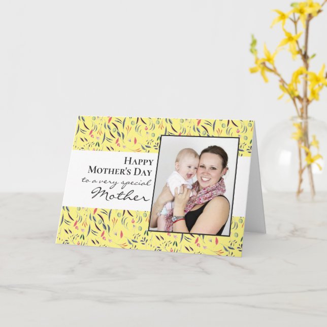 Carte de Bonne Fête des Mères avec Photo de Fleurs (Fleur jaune)