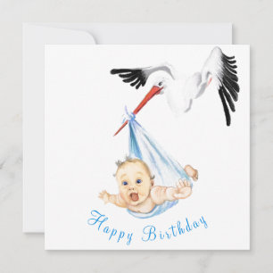 Carte de bonne fête drôle avec un bébé porté par u