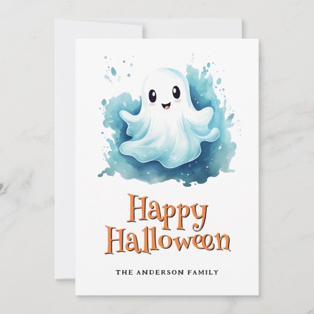 Carte de Bonne Halloween avec des citrouilles fant (Devant)