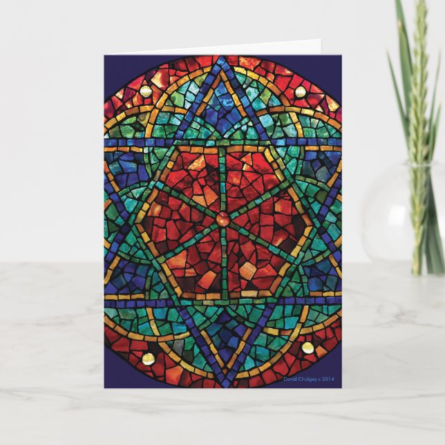 Carte de Bonnes Fêtes de mosaïque en verre souillé (Devant)