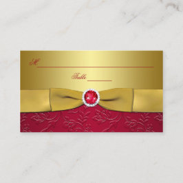 CARTE DE BORD IMPRIMÉE EN RIBBON Rouge, Or Floral