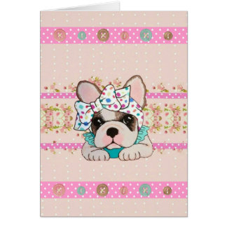 Carte de bouledogue français (blanc)