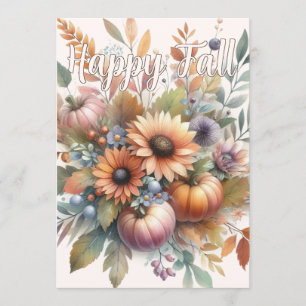 Carte de bouquet Citrouille à fleurs Happy Fall