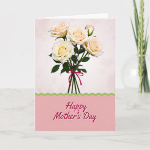 Carte de bouquet de roses roses rayées