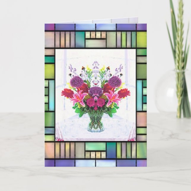 Carte de bouquet en verre tendu (Devant)