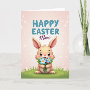 Carte de bouquet printanier de lapin mignon