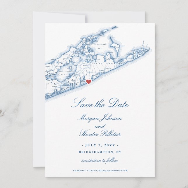 Carte de Bridgehampton NY Mariage bleu marine (Devant)