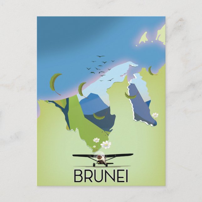 Carte de Brunei affiche voyage (Devant)