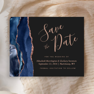 Carte de budget de mariage Rose Gold Agate Navy po