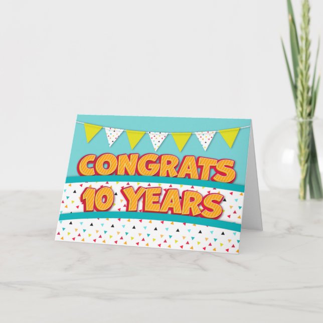Carte de Bunting brillante pour employé 10e annive (Devant)