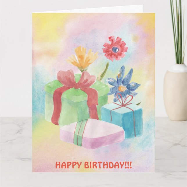 CARTE DE Cadeaux D'ANNIVERSAIRE ET DE FLEURS (Devant)