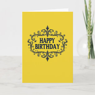 Carte de cadre d'anniversaire doré