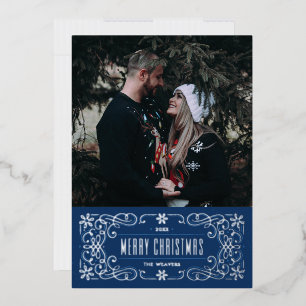 Carte de cadre flamboyant Foil Snowflake - Bleu