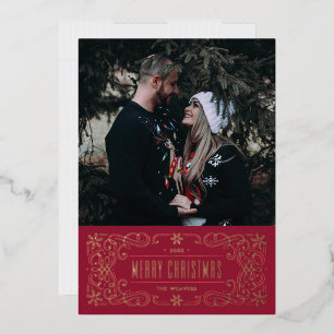 Carte de cadre flamboyant Foil Snowflake - Rouge