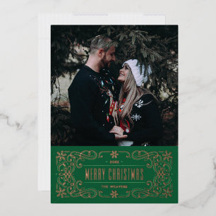 Carte de cadre flamboyant Foil Snowflake - Vert