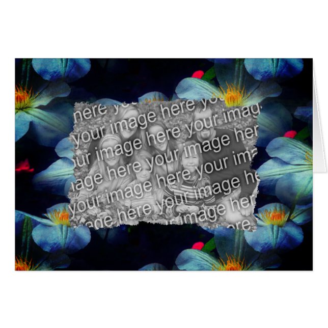 Carte de cadre photo Clematis blanc (Devant horizontal)