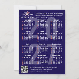 Carte de calendrier patriotique bleu America 250 2