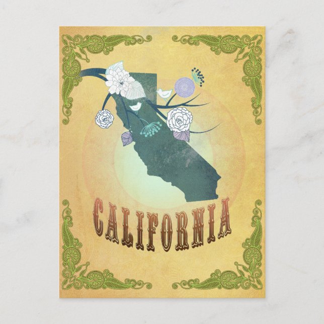 Carte De Californie Avec De Beaux Oiseaux (Devant)