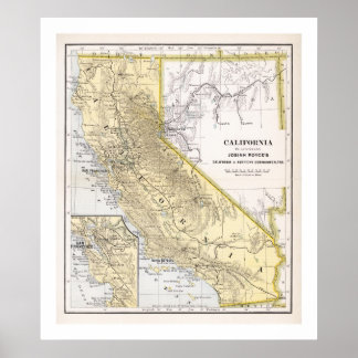 Carte de Californie de 1886 Poster
