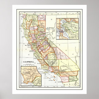 Carte de Californie de 1911 Poster